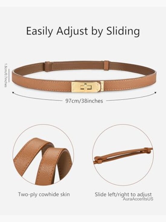 Skinny Leather Belt with Turn-Lock Buckle for Dresses Jeans Coats main image 5